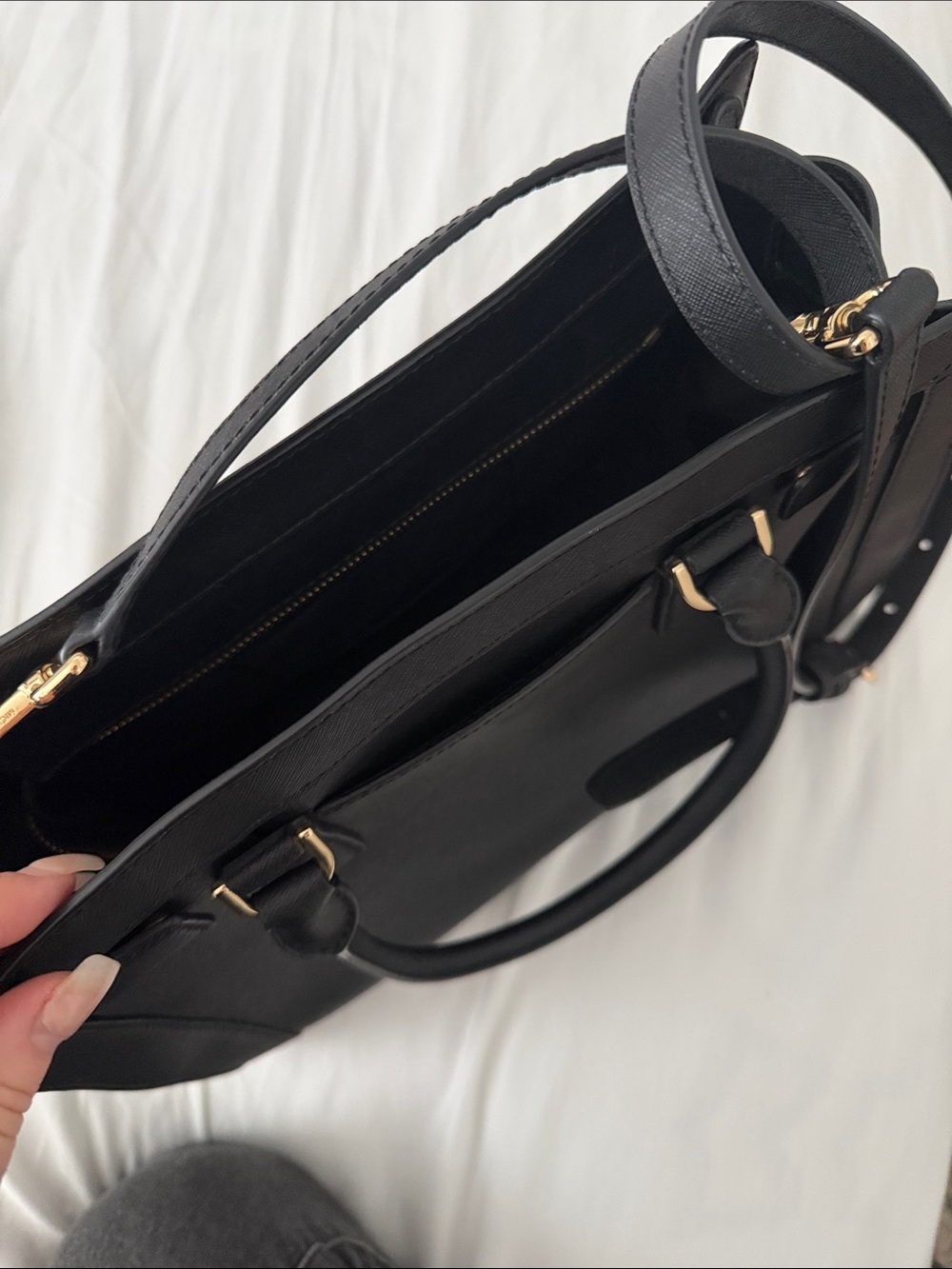 Michael Kors Black Saffiano Satchel with Gold Hardware - Picture 6 of 12